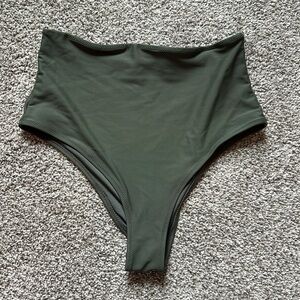 High-Waisted Olive Green Swim Bottoms
